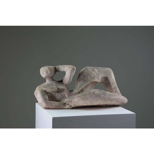 French Artist, Modernist Sculpture of a Reclining Female Nude, Reconstituted Stone For Sale - Image 18 of 18