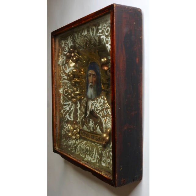 Traditional 19th Century Greek Icon of St Anthony For Sale - Image 3 of 11