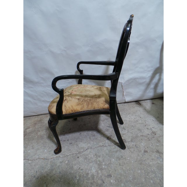 Rococo Style Oriental Painted Arm Chairs For Sale - Image 9 of 12