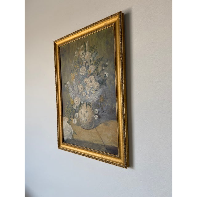 1980s Vintage Impressionist Floral Still Life Oil on Board Painting, Signed, Framed For Sale - Image 4 of 12