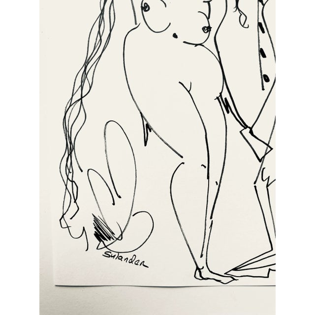 Abstract Abstract Original Ink Drawing by Erik Sulander, Signed For Sale - Image 3 of 5