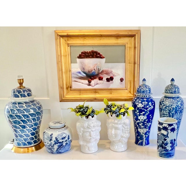 Late 20th Century Original Oil Still Life Painting “The Chinese Bowl” — Chinoiserie Porcelain, Giltwood Frame Signed Adamo For Sale - Image 10 of 11