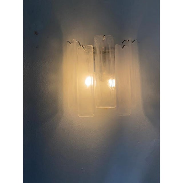 Venied-White Alabaster Strips Listelli Murano Glass Wall Sconce For Sale - Image 7 of 12
