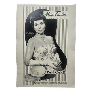Art Deco Advertising Poster Max Factor Pan Cake, USA, 1940s For Sale