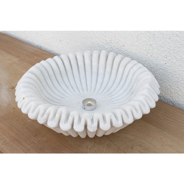Indian Sculptural Shell Marble Stone Vessel For Sale - Image 3 of 7