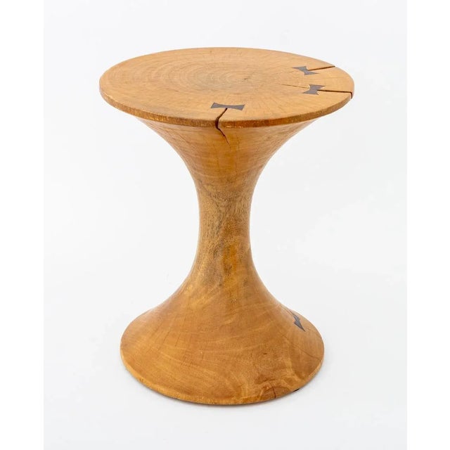 Rodolfo Dordoni for Minotti "Kitaj" Style Side Table, turned wood with four macassar butterfly joints. 16.5" H x 13.75"...