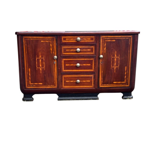 19th Century Inlaid Mahogany Sideboard with Locking Drawer System Handsome 19th-century mahogany sideboard featuring...
