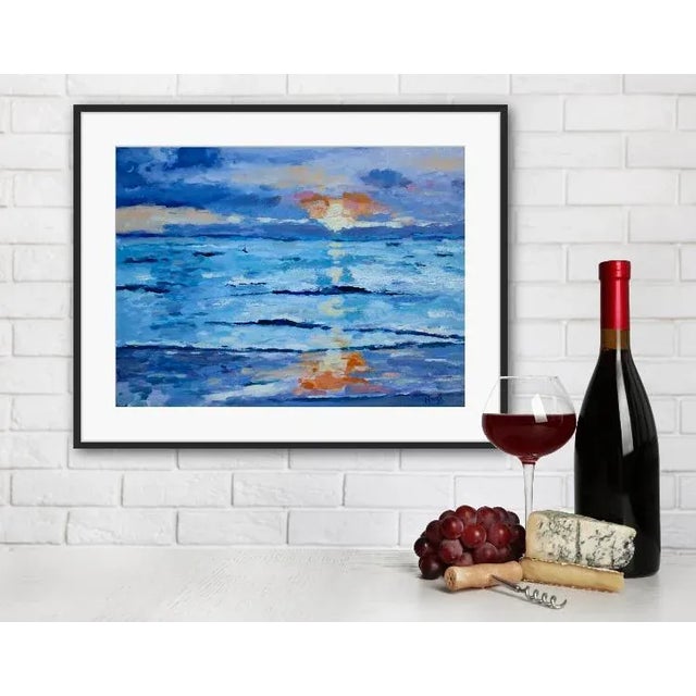 Textile Maui Sunset Impressionist Oil Painting Seascape For Sale - Image 7 of 9