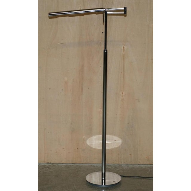 Height Adjustable Bankers Floor Lamp with Articulated Arm in Chrome For Sale - Image 8 of 15