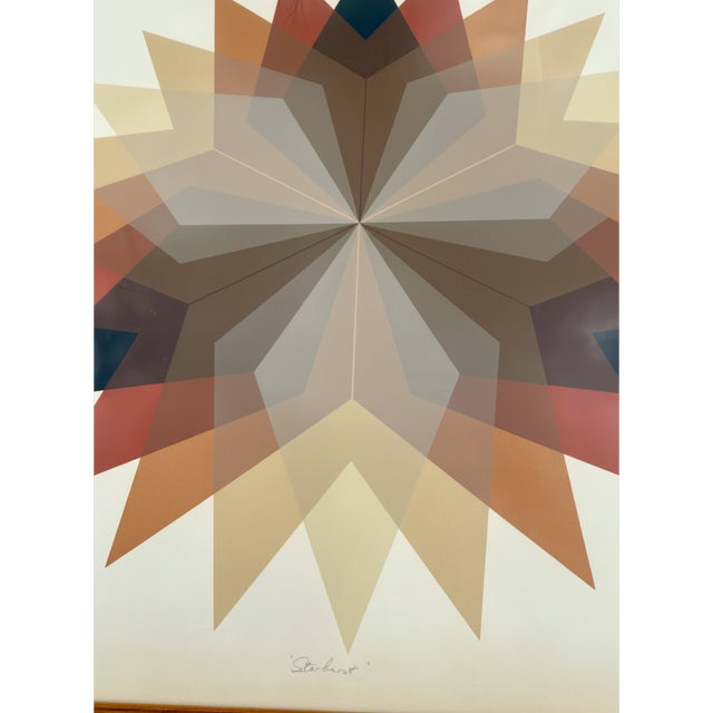 Mid-Century Modern Large Signed Warren Woodward (1920–1993) “Starburst” Serigraph, Mid-Century Modern For Sale - Image 3 of 8