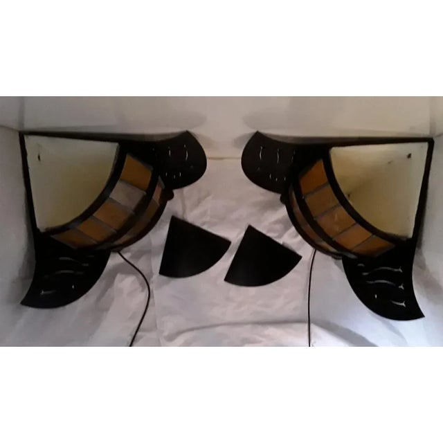 1980s Brutalist Black Bat-Shaped Wall Lamps in Steel, 1980s, Set of 2 For Sale - Image 5 of 17
