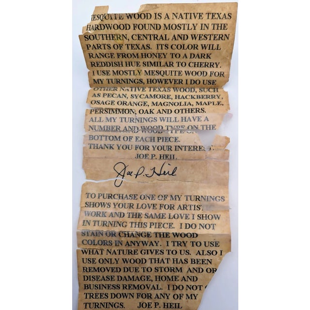 Late 20th Century Joe P Heil Carved and Lathed Mesquite Wood and Malachite Inlay Treenware Lidded Vessel For Sale - Image 12 of 12