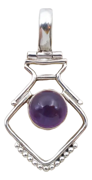 Vintage Modern Amethyst Sterling Pendant