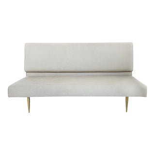 Early 21st Century Organic Modernism, Brooklyn Ny Loveseat Settee With Brass Feet For Sale