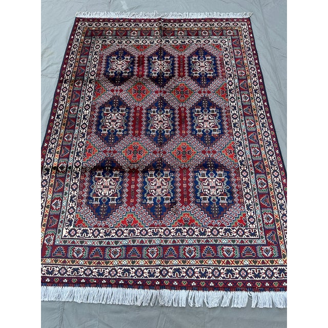 Fine Hand-Knotted Afghan Caucasian Shirvan Design Rug - 6'6" X 4'9" For Sale - Image 4 of 12