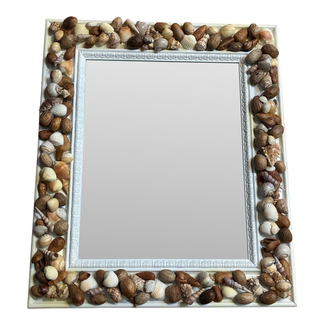 Vintage Handmade Shell Wall Mirror For Sale