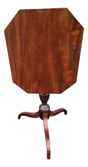 19th C American Federal Mahogany Tilt-Top Table – Octagonal Pedestal Base