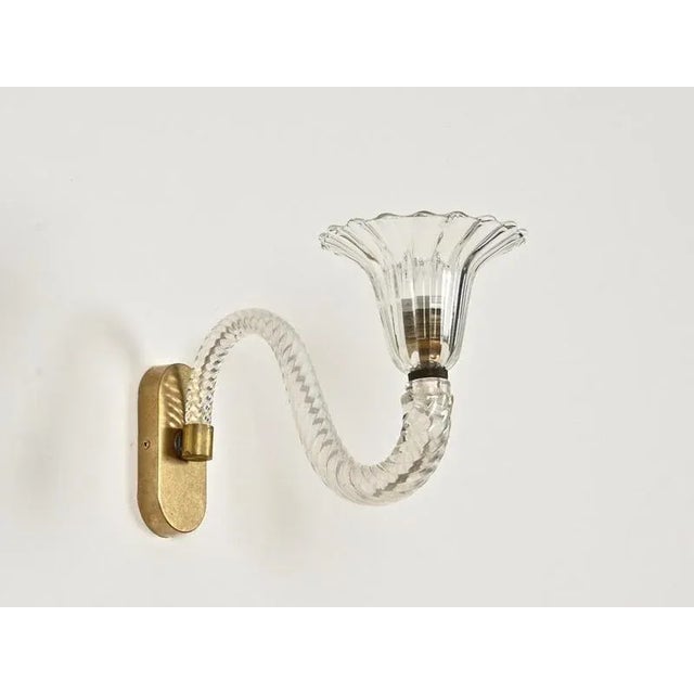 Mid-Century Modern 1950s Murano Glass and Brass Flower Sconces from Barovier - Set of 2 For Sale - Image 3 of 18