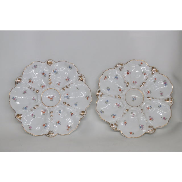 Porcelain Snack Dish Divided Oyster Serving Plate a Pair 4579b For Sale - Image 11 of 14