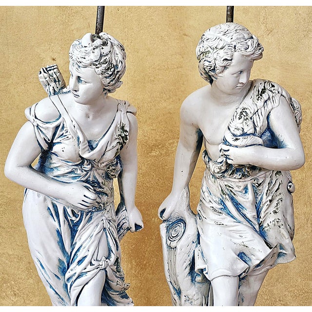 Vintage Neoclassical Figural Table Lamps Greco-Roman Sculptural Lamps - Pair For Sale - Image 13 of 18