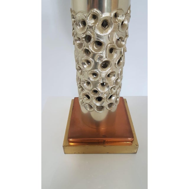 Brutalist Table Lamp in Silver-Plated Aluminum by Willy Luyckx for Aluclair, 1960s For Sale - Image 4 of 13