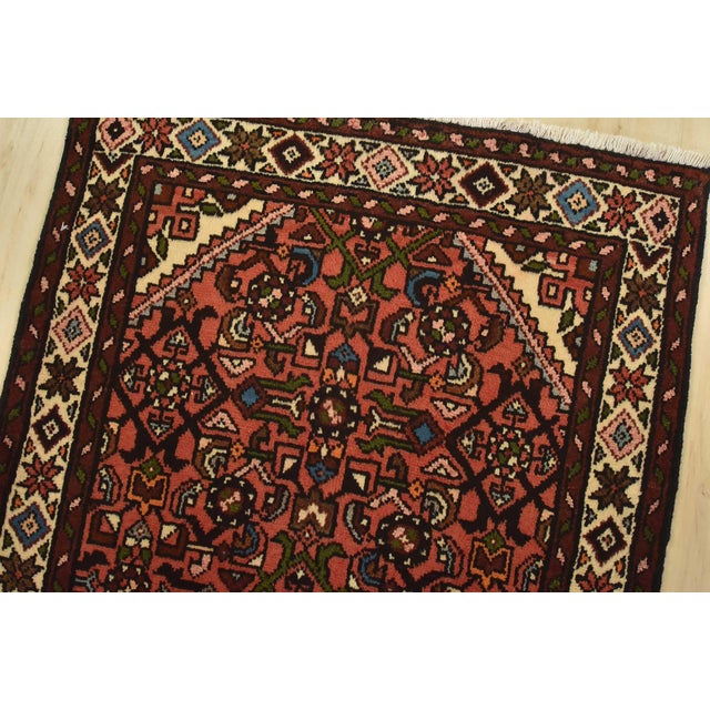 Hamedan Runner 2’4” X 9’7” Red Wool Vintage Tribal Hand-Knotted Rug For Sale In Philadelphia - Image 6 of 13