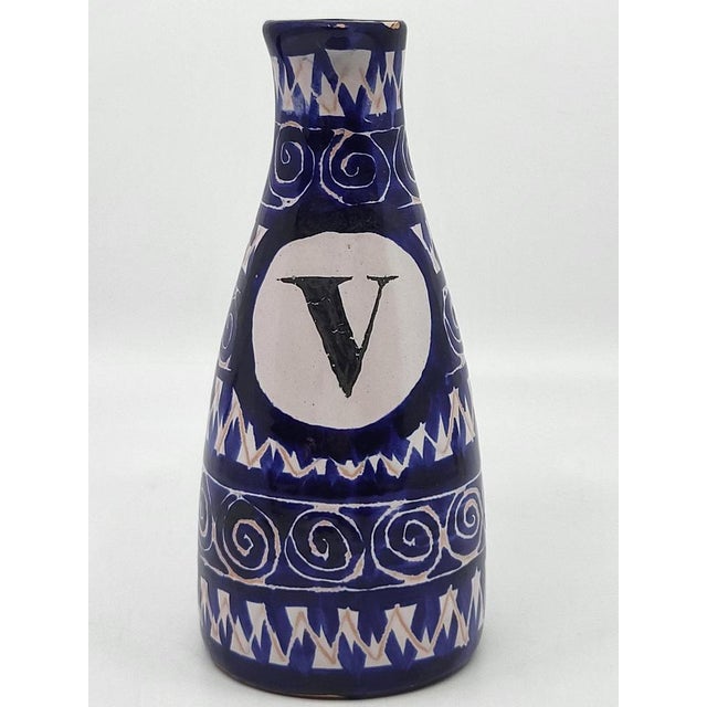 Mid-Century Modern Cobalt Blue Ceramic Bottle by Robert Picault, France, 1950 For Sale - Image 3 of 10