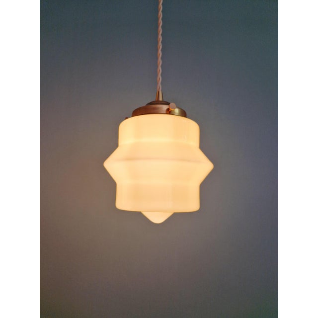 Art Deco Pendant Lights in Cream Opaline Glass, 1930s, Set of 2 For Sale - Image 4 of 13