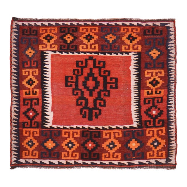 Vintage Afghan Professional Hand Knotted Kilim, 3'3x3'10 For Sale