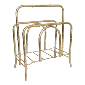 Hollywood Regency Faux Bamboo Brass Magazine Rack