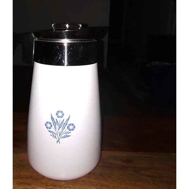 Mid-Century Modern Mid 20th Century Mid Century Modern Corning Ware Cornflower 9 Cup Stovetop Percolator For Sale - Image 3 of 8