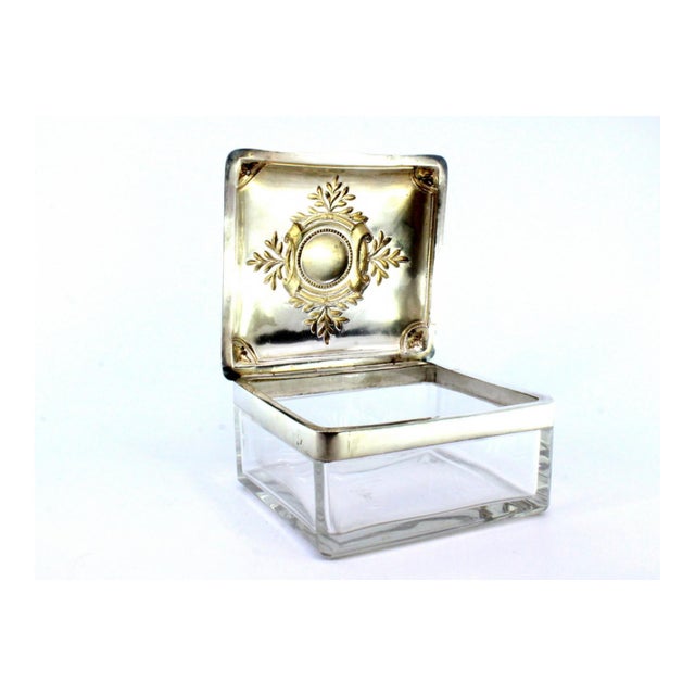Square Glass Box with Silver Applications For Sale - Image 4 of 9