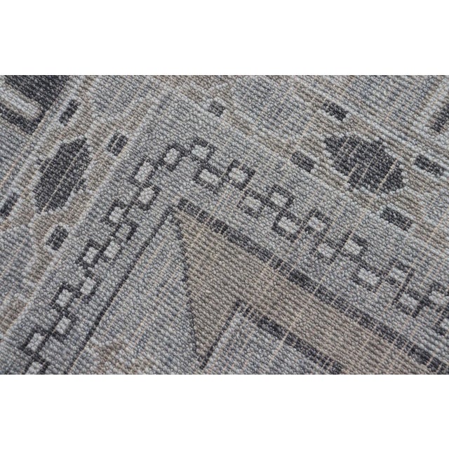 Modern Turkish Oushak Rug With Shades of Gray With Tribal Design For Sale - Image 12 of 12