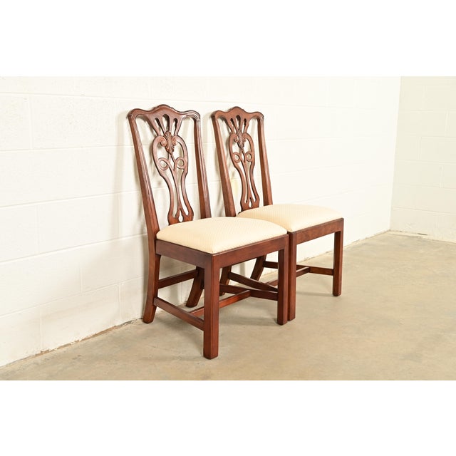 Henredon Georgian Carved Mahogany Side Chairs or Dining Chairs, Pair For Sale - Image 14 of 14