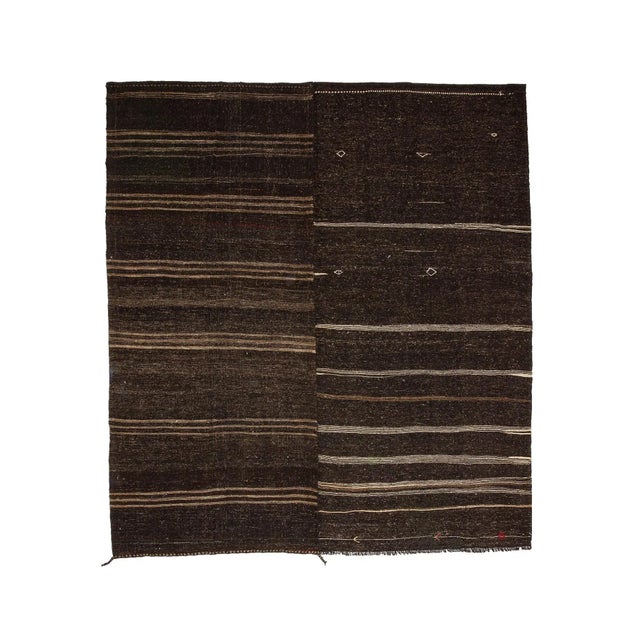 Textile 1960s Vintage Brown Kilim Rug-11′3″ × 12′9″ For Sale - Image 7 of 7
