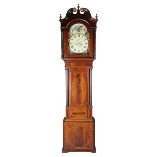 Antique English Grandfather Clock in Mahogany, 18th Century For Sale