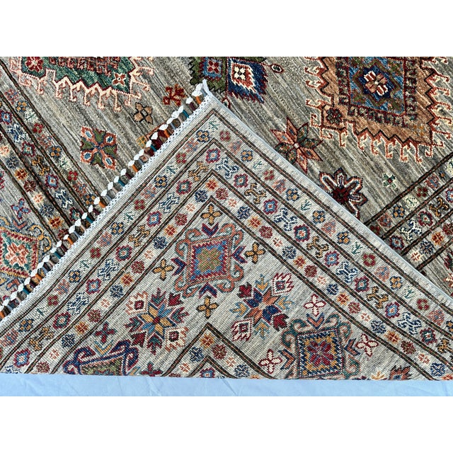 Hand-Knotted Afghan Kazak Wool Area Rug - 8'2" X 10' For Sale - Image 12 of 14