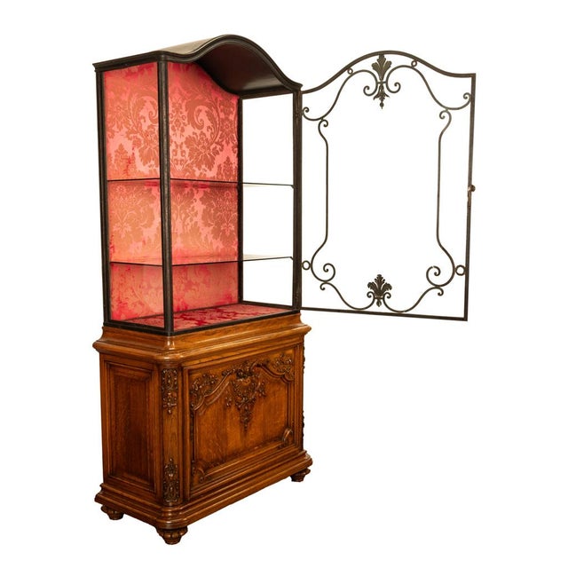 Antique French Louis Vvi Carved Oak Iron & Glass Vitrine by Maison Soubrier 1900 For Sale - Image 4 of 18