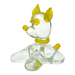 Murano Fratelli Toso Vintage Clear Yellow Italian Art Glass Puppy Dog Paperweight Figure Sculpture