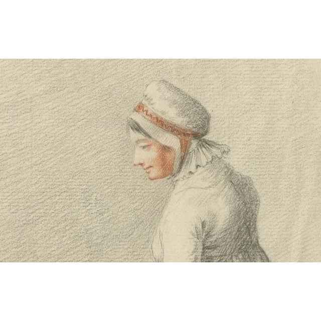 G. Verburgh, Children Around a Cradle, 1800, Chalk on Paper For Sale - Image 5 of 12