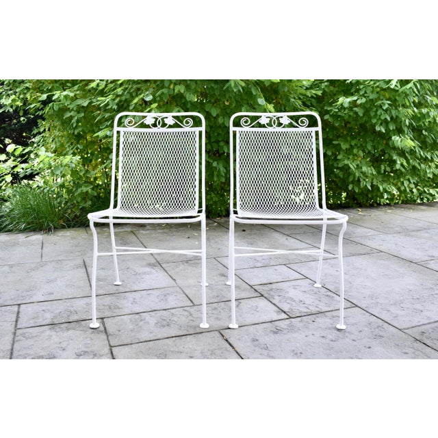 Metal Vintage Russell Woodard Sculptura Mid Century Wrought Iron Patio Chairs For Sale - Image 7 of 13