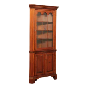 Late 20th Century Early American Style Custom Pine Farmhouse Corner Cabinet