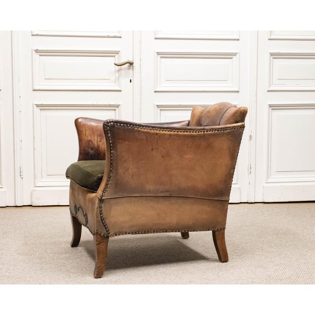 Tan Leather Club Chair by Otto Schulz for Boet, Sweden, 1920s For Sale - Image 10 of 11