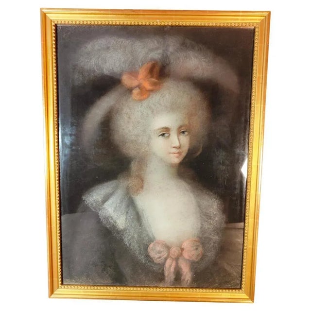 18th century french drawing 18th century french drawing portrait of a lady from the 18th century done in pastel the frame...
