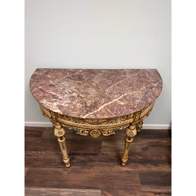 Late 20th Century Late 20th Century Italian Neoclassical-Style Painted & Gilded Demilune Console Table For Sale - Image 5 of 5