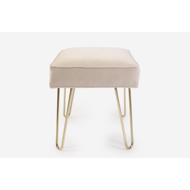 Montage Ottomans on Brass Hairpin Legs - A Pair For Sale In New York - Image 6 of 9