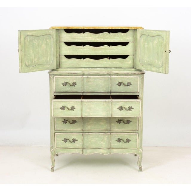 French Provincial Style Green Painted Cupboard For Sale In New York - Image 6 of 10