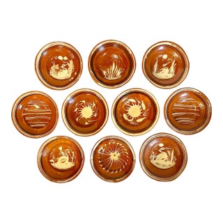 1950s Vintage Mexican Southwestern Folk Art Tlaquepaque Pottery Serving Bowls - Set of 10 For Sale