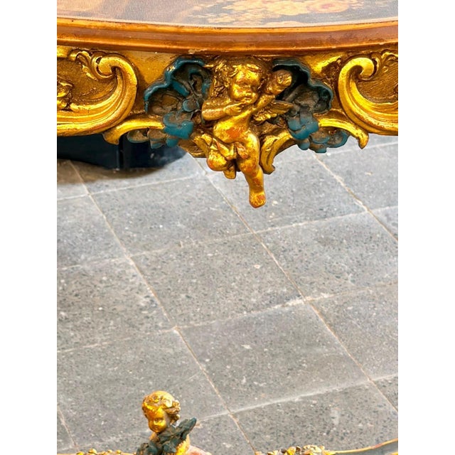 Vintage Romeo & Juliet Painted Cherub Table Green For Sale In Orlando - Image 6 of 10