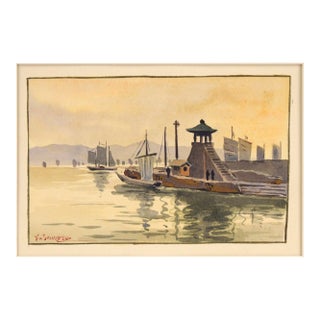 Sailboats at the Dock - Seascape by Yoshiro Shimidzu For Sale